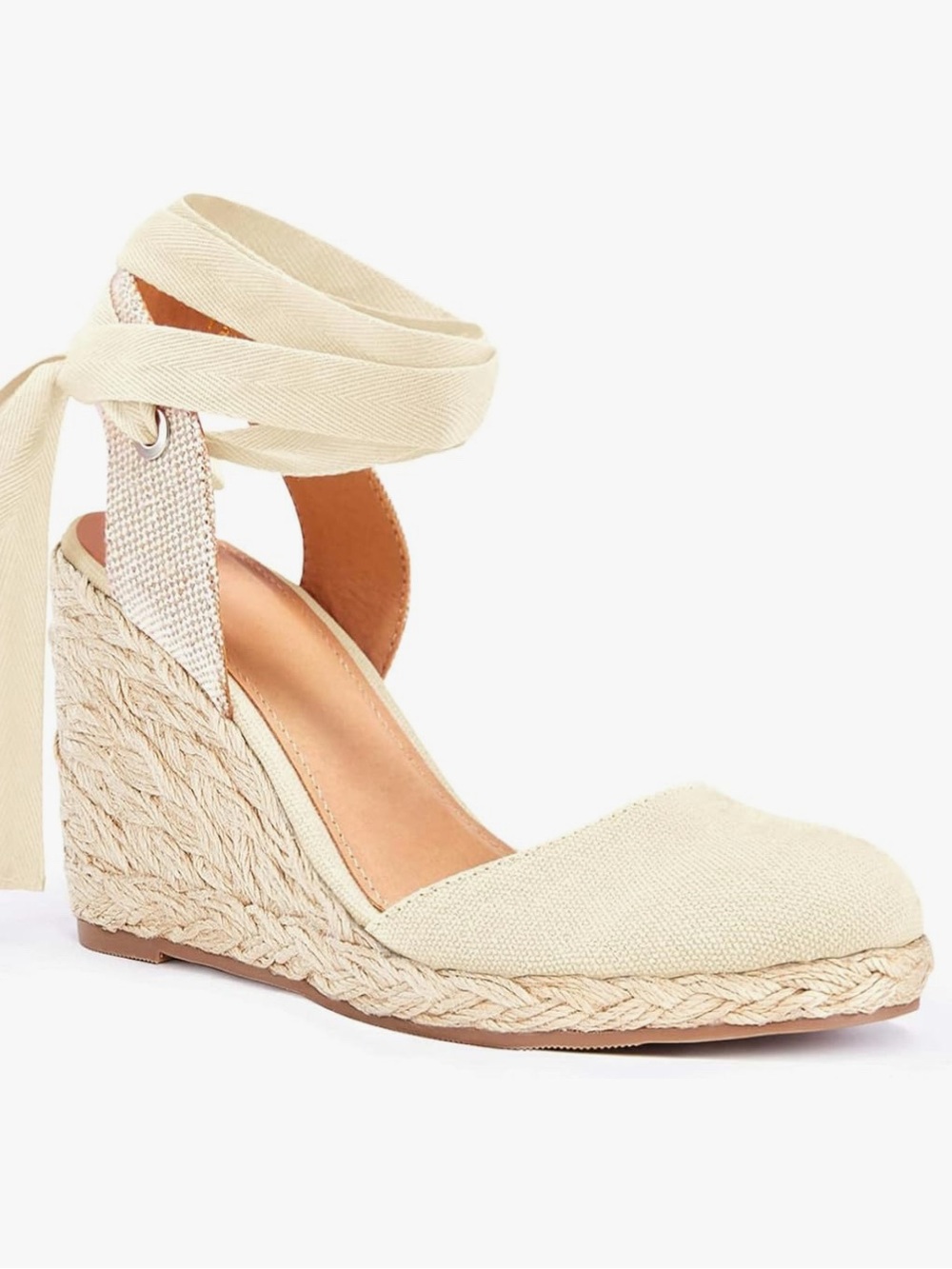 Amazon Cream Espadrille Wedge Ankle-Tie Sandal - Women